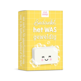 Bedankt het  WAS  geweldig, zeep geel (DL)