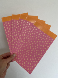 cadeauzakje 101 Dots Pink/Orange 12 x 19 cm