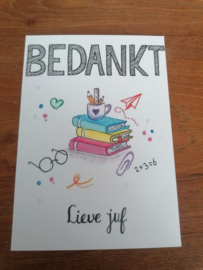 Kaart bedankt lieve juf