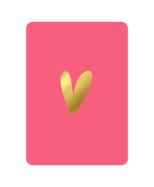 Roze A6 kaart met gouden hart
