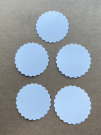 Set van 5 cadeaulabels cirkel met sierrand wit- DIY