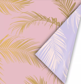 Inpakpapier palm leaves roze/goud