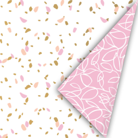 Dubbelzijdig inpakpapier SOW roze 50x 300 cm