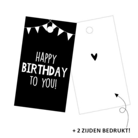 Zwart cadeaulabel happy birthday to you!