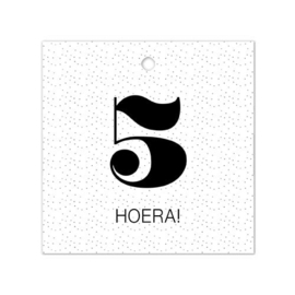 Cadeaulabel - 5 Hoera