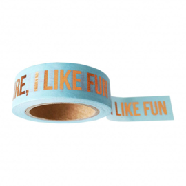 Lichtblauw washi tape met gouden opdruk  I like fun washitape