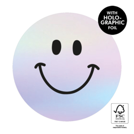 Grote (sluit)sticker Smiley Holographic  Black