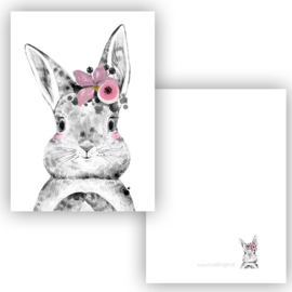 A7 Minikaartje Boho Bunny roze