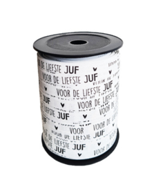 73. Wit lint voor de liefste juf,  10 mm breed