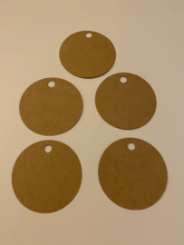 Set van 5 cadeaulabels rond kraft- DIY