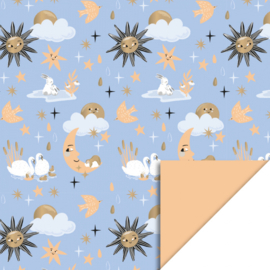 Dubbelzijdig Inpakpapier Baby Dreams Gold - Orange 70x 300 cm