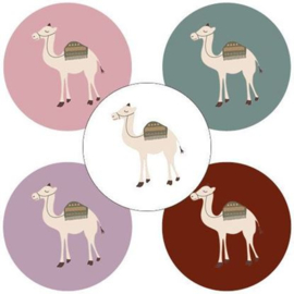 Set van 5 ronde (sluit) stickers kamelen