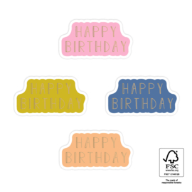 Set van 4 sluitstickes Happy Birthday Gold - Bright