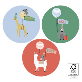 Set van drie (sluit) stickers party animals