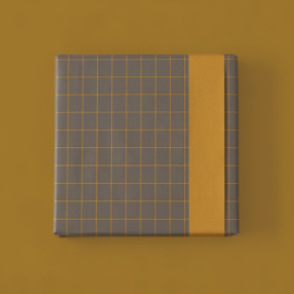 Dubbelzijdig inpakpapier Grid Dark Grey - Retro Yellow