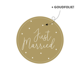 ronde goude sluitsticker just married