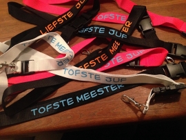 Keycord voor de liefste of tofste juf en meester