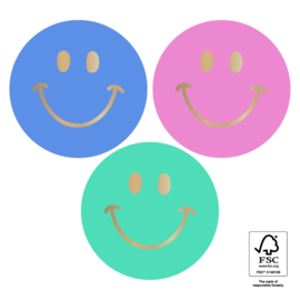 Set van drie grote (sluit) stickers Smiley Gold - Intense