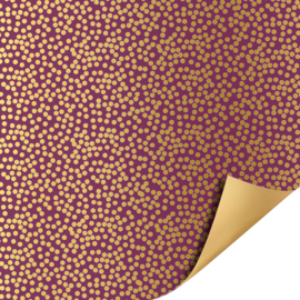 Dubbelzijdig inpakpapier Minidots Bordeaux - Goud