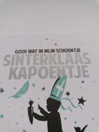 Ansichtkaart gooi wat in mijn schoentje Sinterklaas kapoentje, verlanglijstje