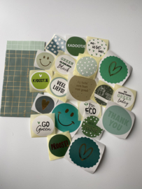Stickerset van 20 stuks verschillende groene  sluitstickers, green