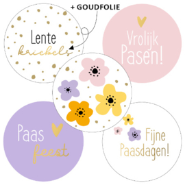 Set van 5 stickers lentekriebels, Pasen