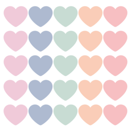 Set van 5 (sluit)stickers hearts pastel