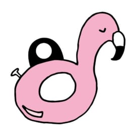 Cadeaulabel opblaasband, flamingo
