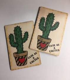 Houten kaartje, cute as a cactus