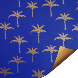 Inpakpapier tropical vibes, palmbomen blauw