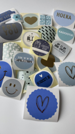 Stickerset van 20 stuks verschillende blauwe sluitstickers Blue - blauw