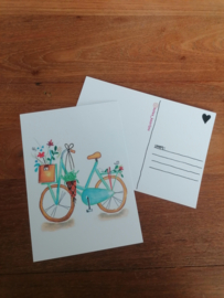 Kaart fiets met bloemen