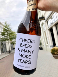 zelfklevend bier etiket cheers beer & many more years! Mama Drinkt Wijn