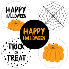 Set van 5 ronde Halloween stickers, kleur