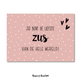 Kaart Jij bent de liefste zus van de hele wereld!, met kraft enveloppe