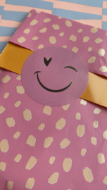 Set van 5 ronde smileys als kleurrijke stickers