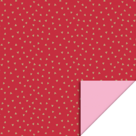 Dubbelzijdig inpakpapier Small Hearts Cherry Red Gold Foil - Blush Pink