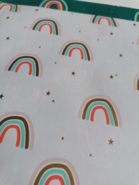 cadeauzakje wit met gekleurde regenbogen en sterretjes 17x25 cm  rainbow(L)