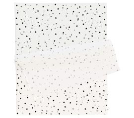 Vloeipapier, wit met zwarte stippen (confetti)