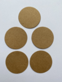 Set van 5 cadeaulabels cirkel met kartelrand kraft- DIY