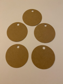 Set van 5 cadeaulabels rond kraft- DIY