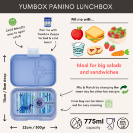 Yumbox Panino - Hazy Blue / Panter tray, 4 vakken