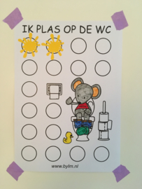 Ik plas op de wc, beloningsposter met muis met stickers  - zindelijkheidstraining