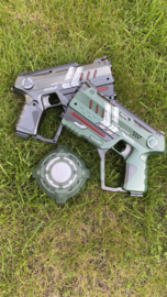 Huur Lasergame pakket; 6+1 laserguns, green/grey