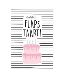 A6 kaart, gefelici... flaps taart!