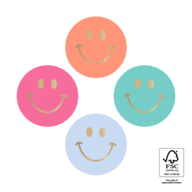 Set van 4 sluitstickers Smiley Mini Gold - Happy