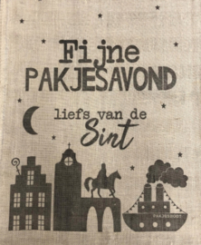 Jute cadeau-zak voor pakjesavond, Sinterklaas