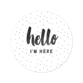 Sluitsticker hello i'm here