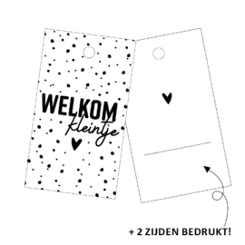 Cadeaulabel welkom kleintje, dubbelzijdig