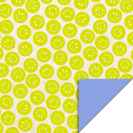 Cadeauzakje Smiley Lemon Yellow - Blue  12 x 19 cm